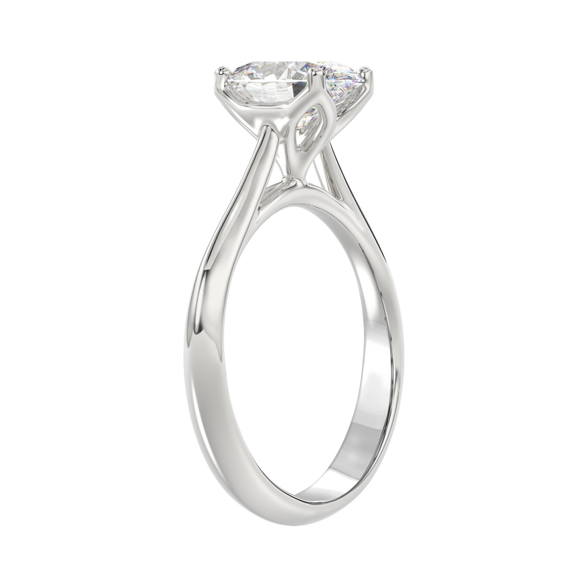 LADIES SOLITAIRE RING 2CT OVAL DIAMOND 14K WHITE GOLD