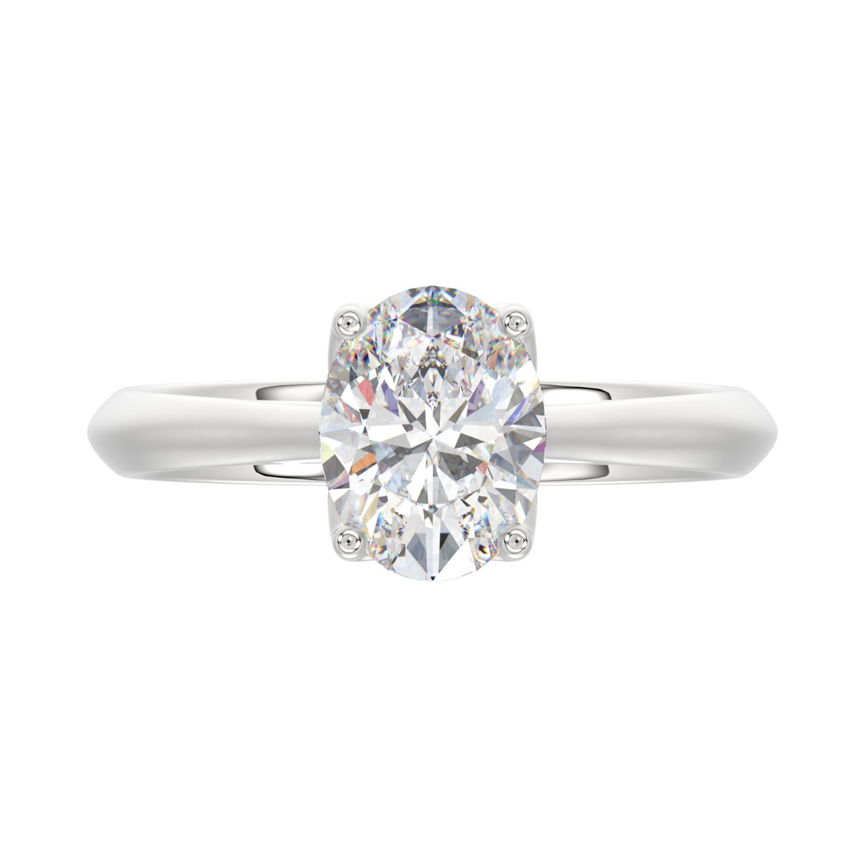 LADIES SOLITAIRE RING 2CT OVAL DIAMOND 14K WHITE GOLD