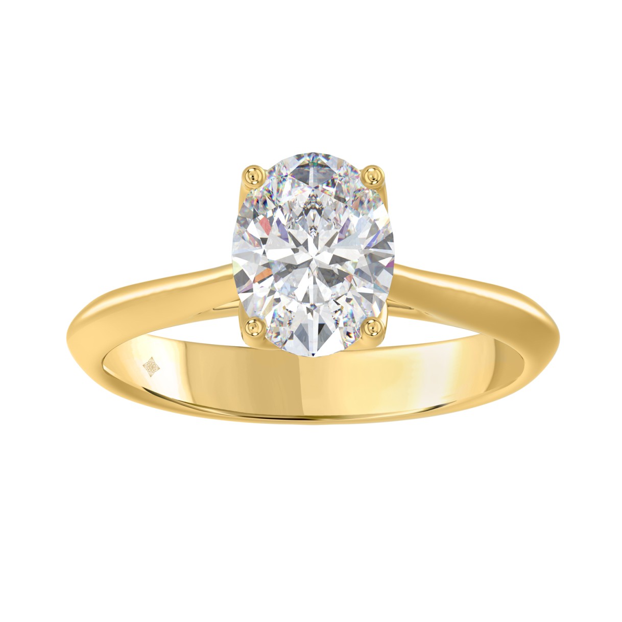 LADIES SOLITAIRE RING 2CT OVAL DIAMOND 14K YELLOW ...