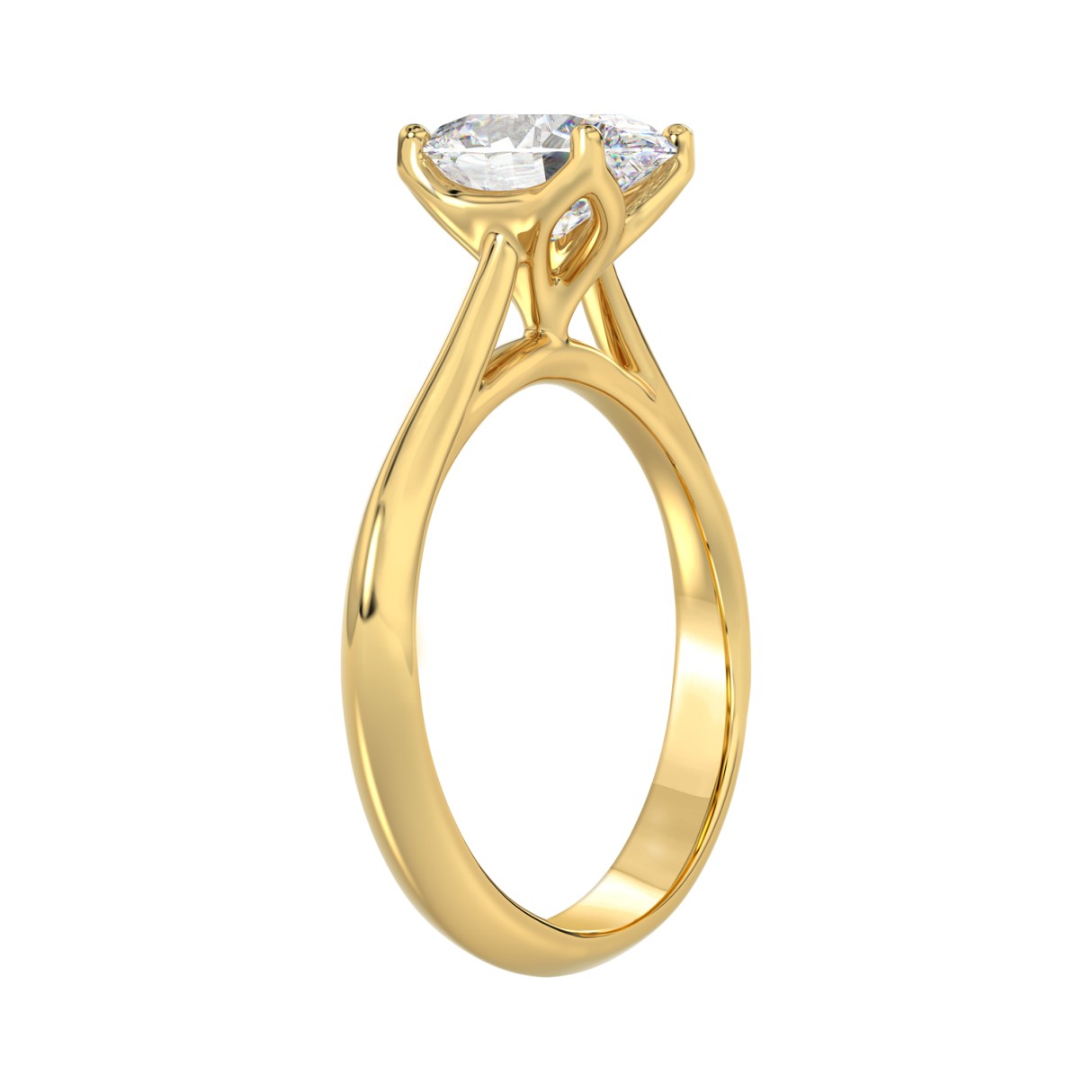 Luxury 2.00 Ct Oval Lab-Grown Diamond Solitaire Engagement Ring In 18K Yellow Gold (Color F-G -Clarity Vs1/Vs2)