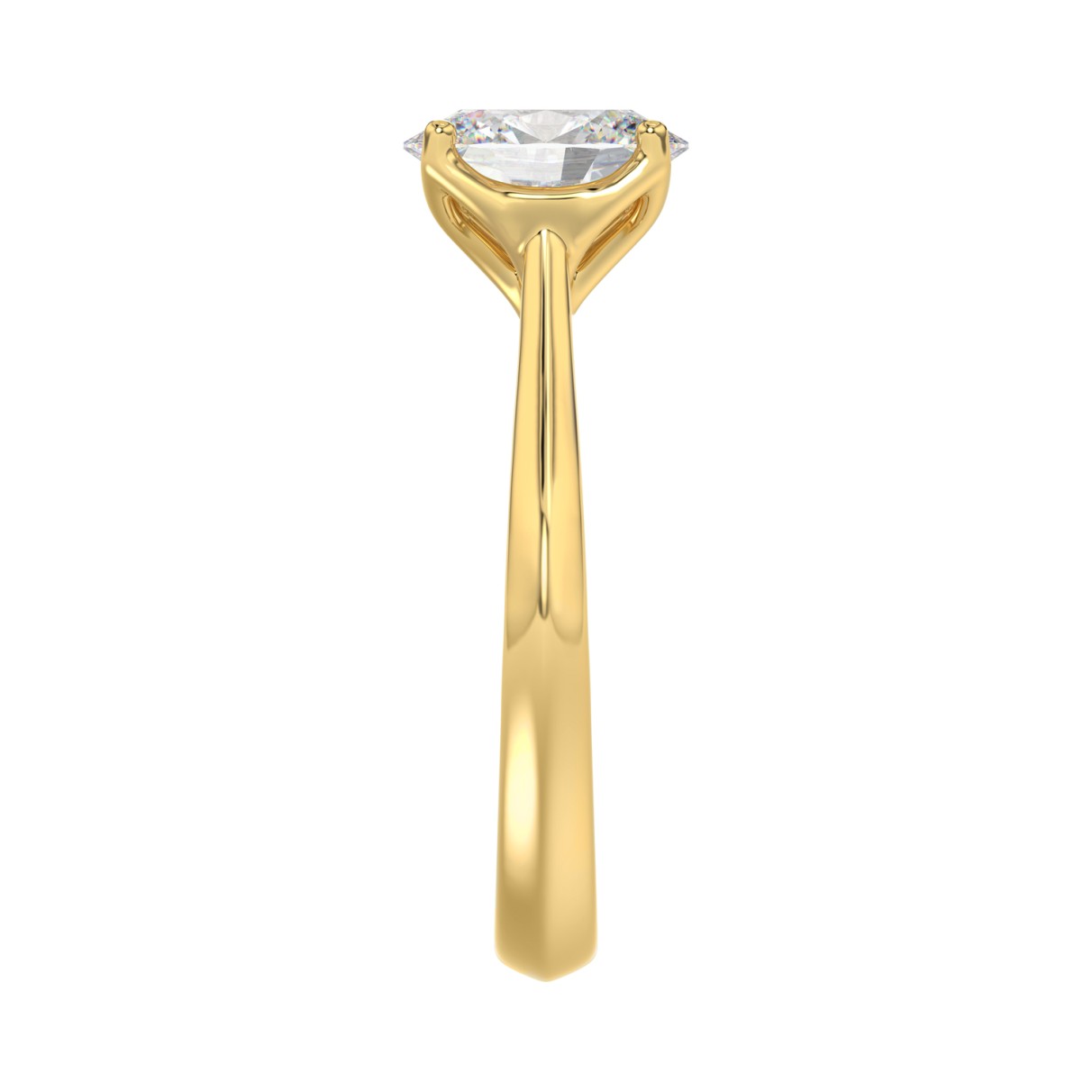 LADIES SOLITAIRE RING 2CT OVAL DIAMOND 14K YELLOW GOLD