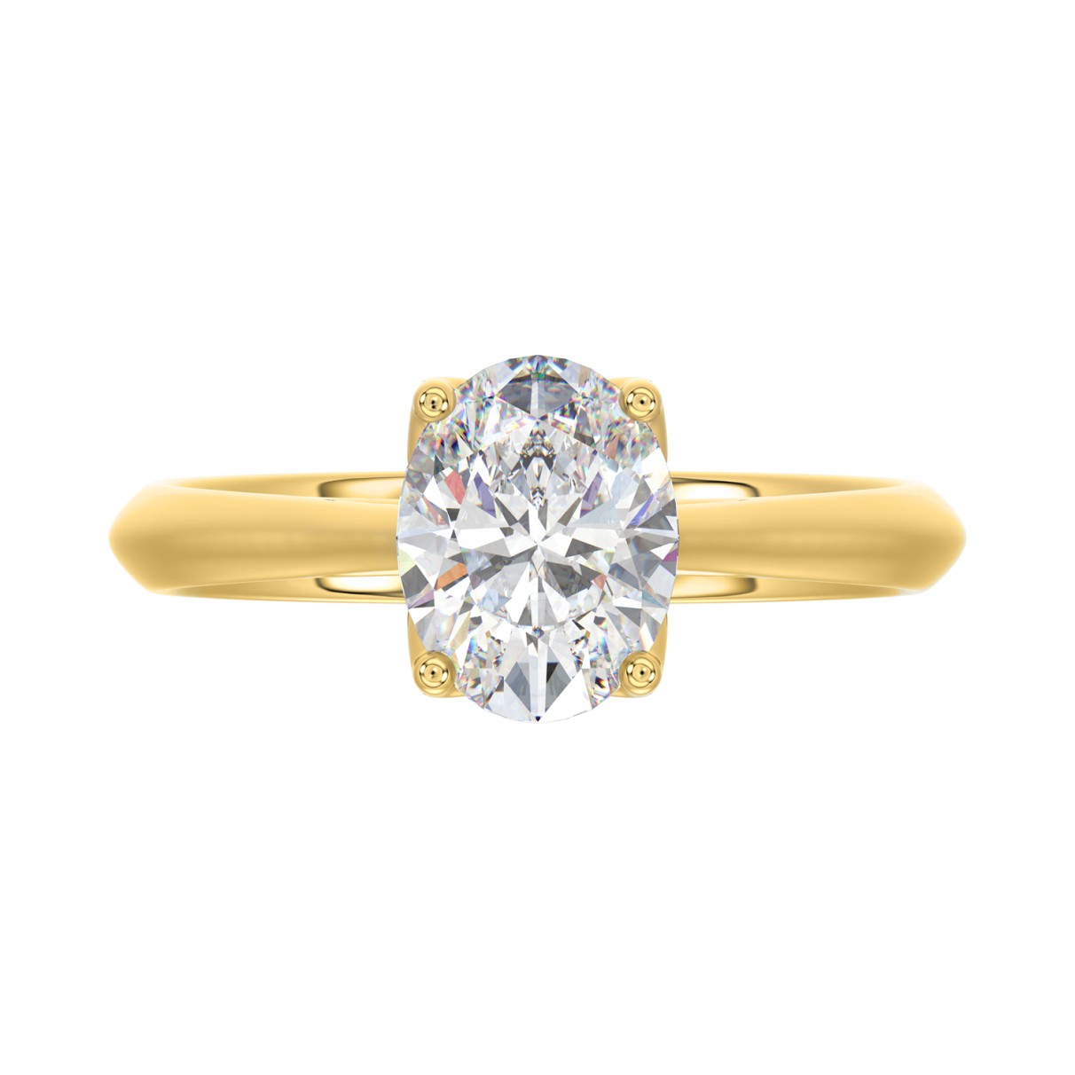 LADIES SOLITAIRE RING 2CT OVAL DIAMOND 14K YELLOW GOLD