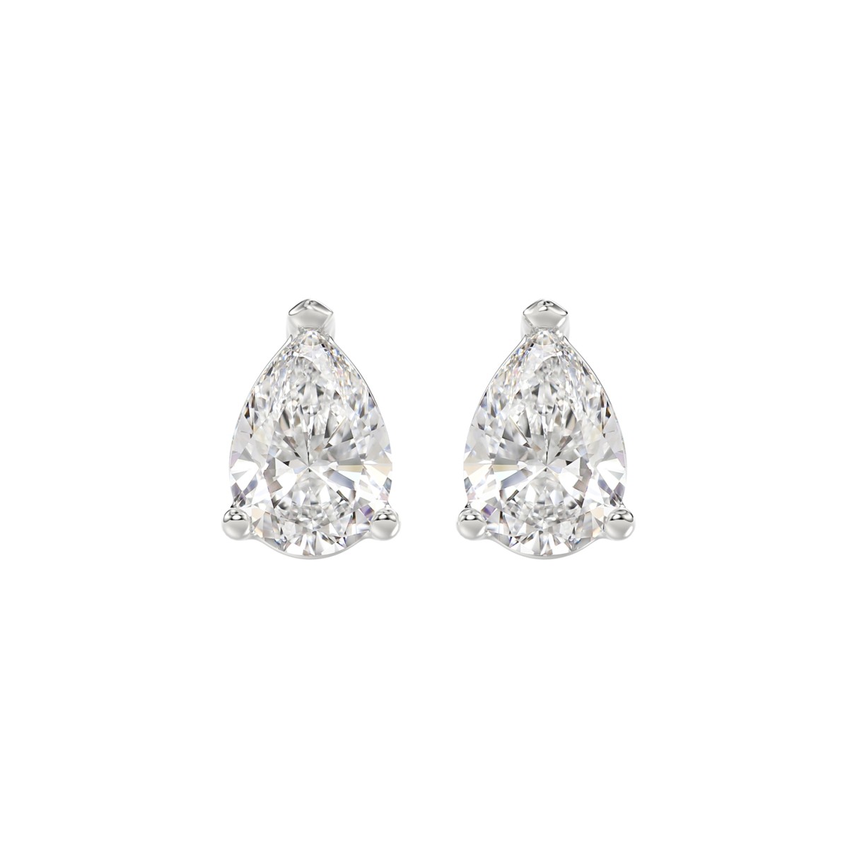 LADIES SOLITAIRE EARRINGS 3CT PEAR DIAMOND 14K WHITE GOLD