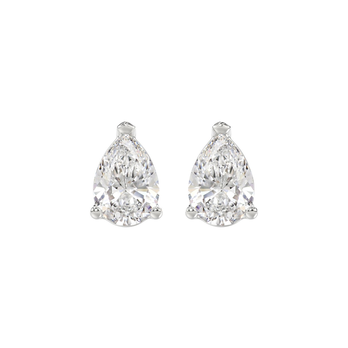 LADIES SOLITAIRE EARRINGS 3CT PEAR DIAMOND 14K WHI...