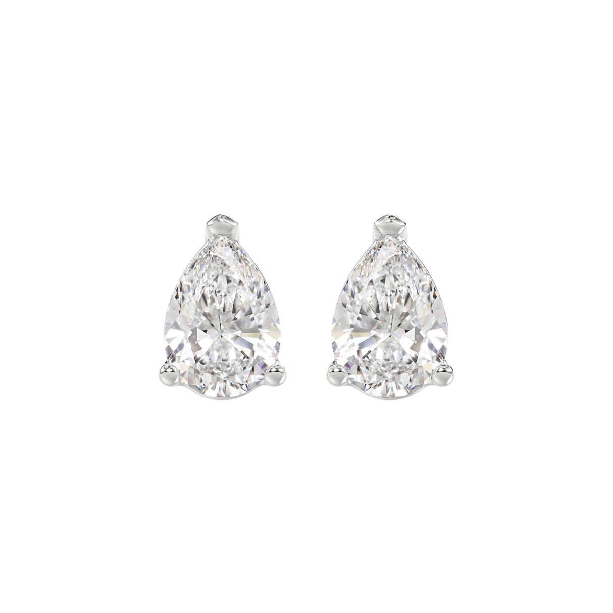 LADIES SOLITAIRE EARRINGS 3CT PEAR DIAMOND 14K WHITE GOLD