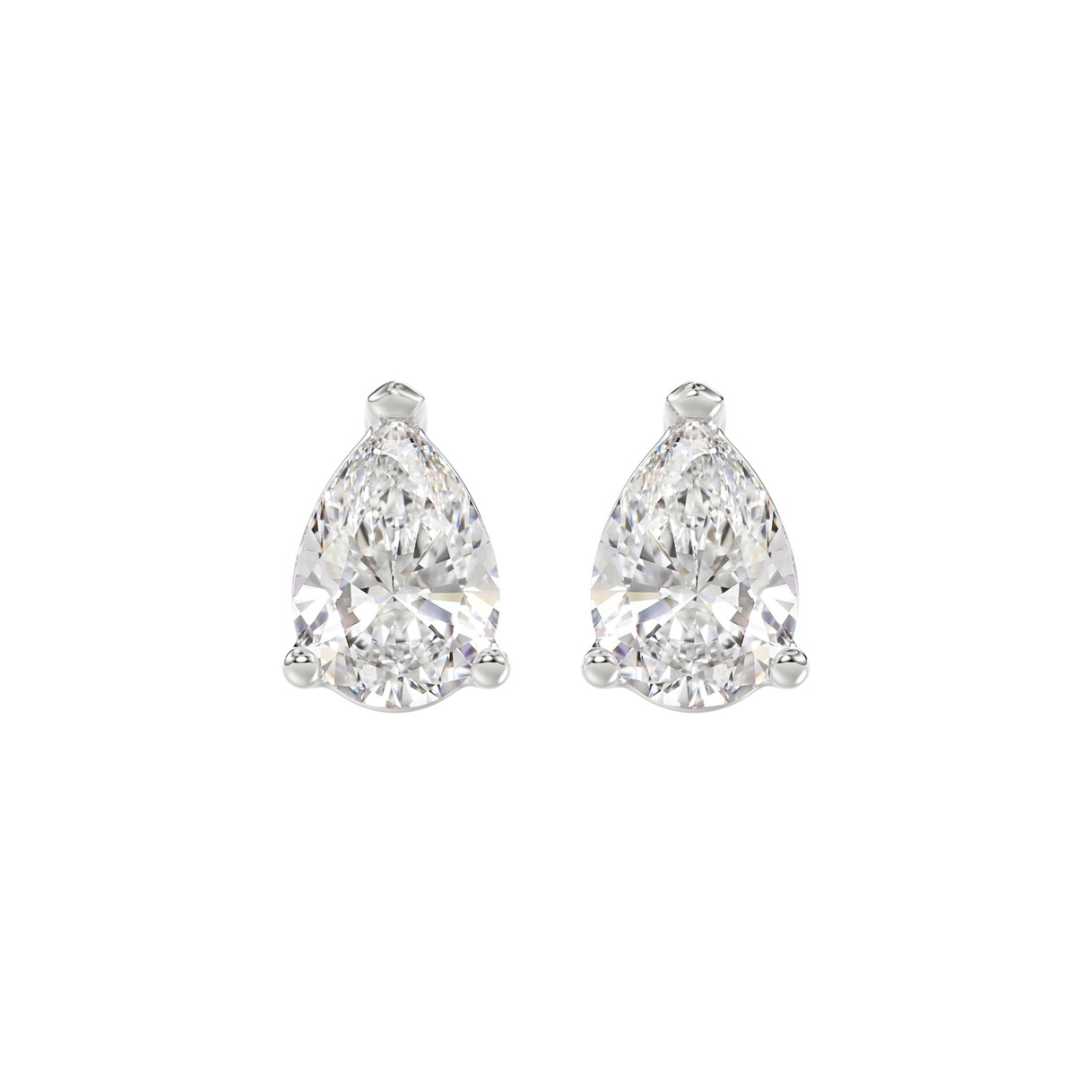 LADIES SOLITAIRE EARRINGS 3CT PEAR DIAMOND 14K WHITE GOLD