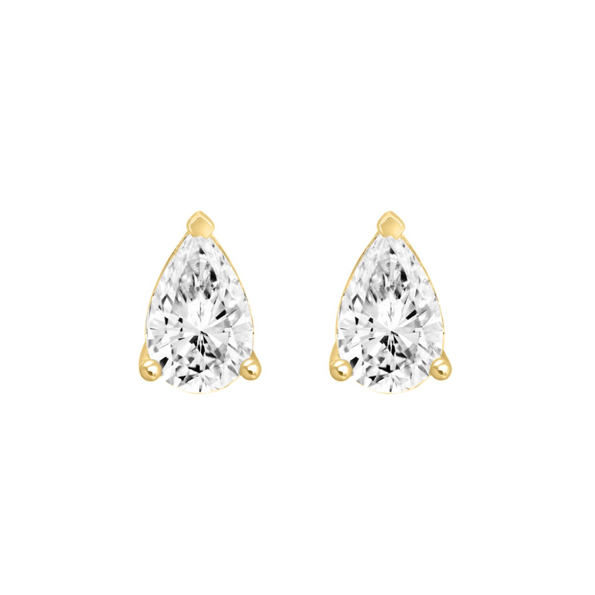 LADIES SOLITAIRE EARRINGS 3CT PEAR DIAMOND 14K YEL...