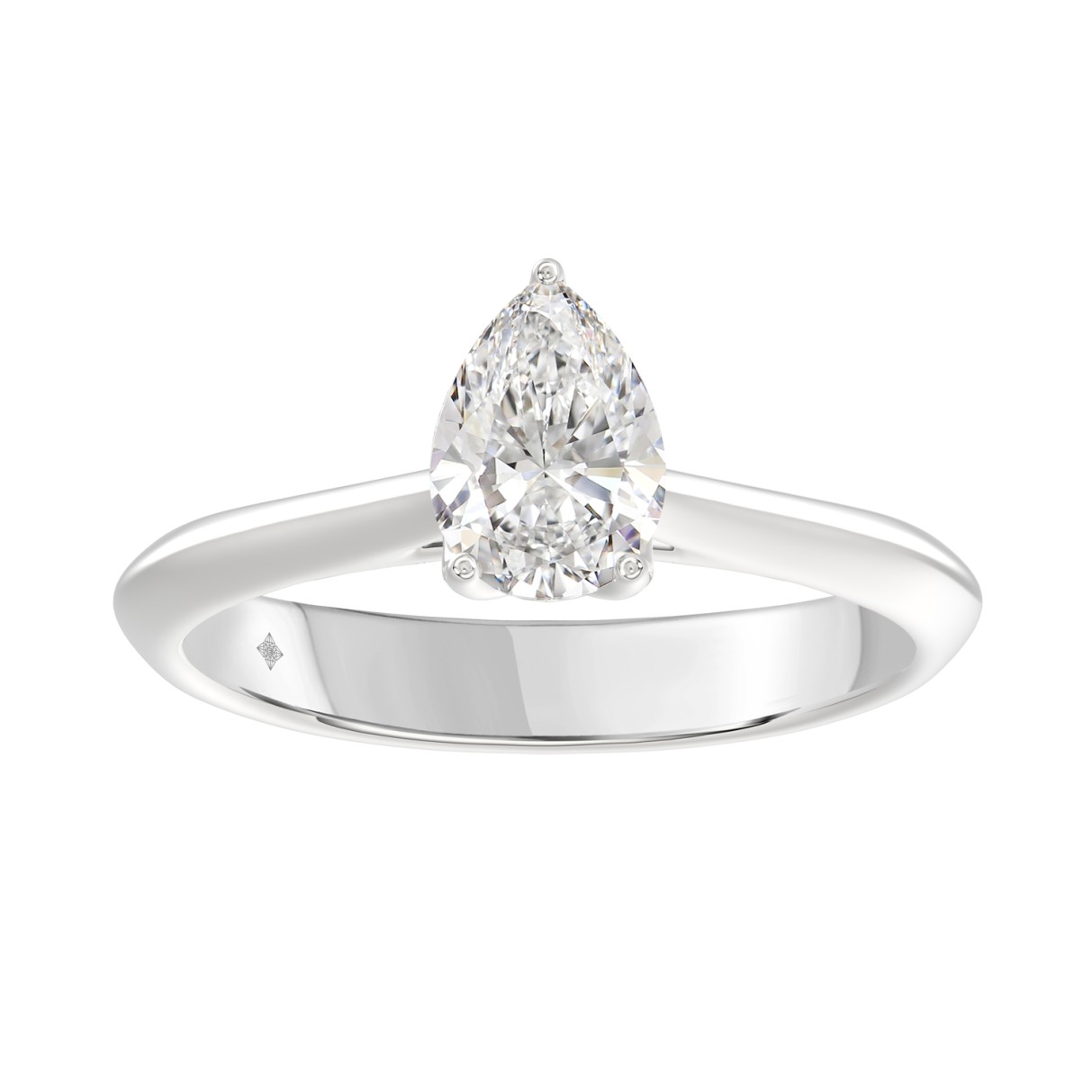 LADIES SOLITAIRE RING 1CT PEAR DIAMOND 14K WHITE G...