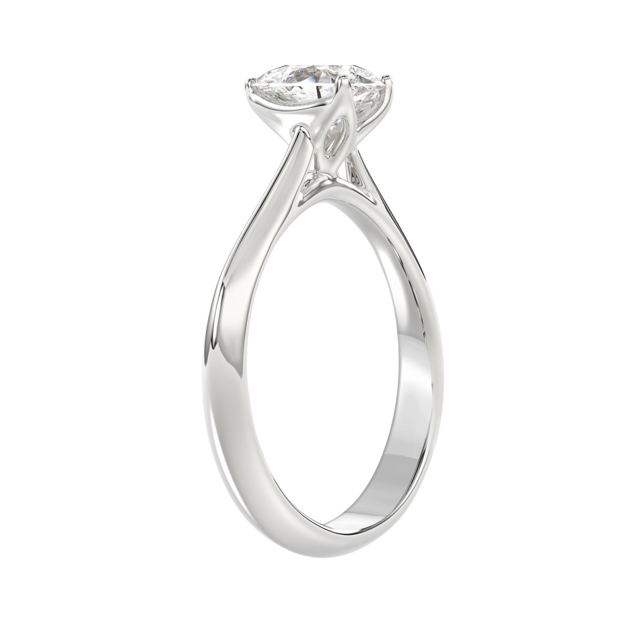 LADIES SOLITAIRE RING 1CT PEAR DIAMOND 14K WHITE GOLD