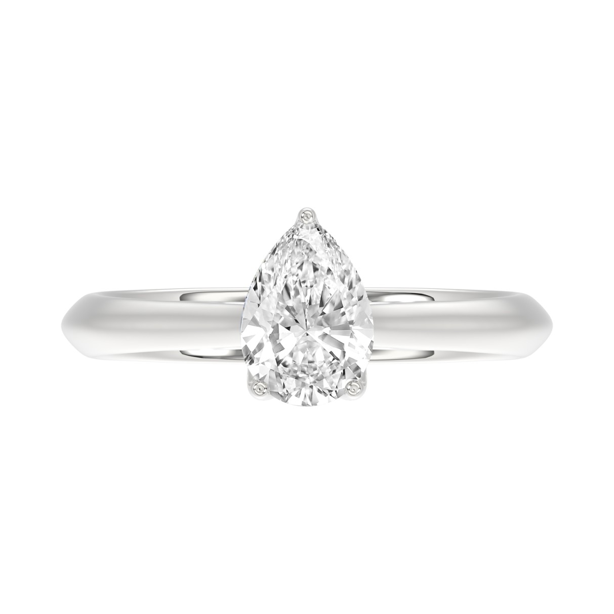 LADIES SOLITAIRE RING 1CT PEAR DIAMOND 14K WHITE GOLD