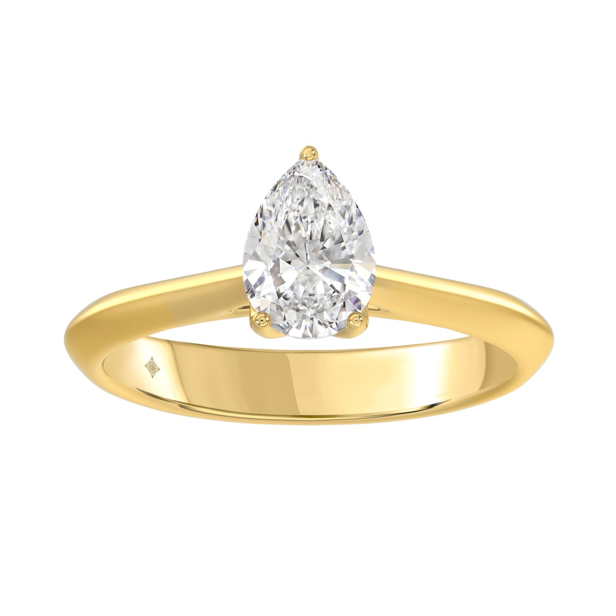 LADIES SOLITAIRE RING 1CT PEAR DIAMOND 14K YELLOW ...