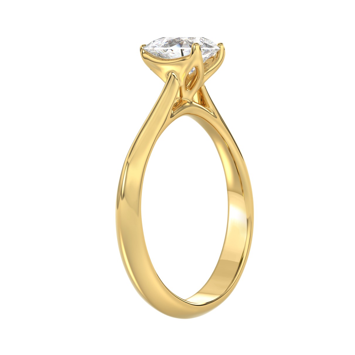 LADIES SOLITAIRE RING 1CT PEAR DIAMOND 14K YELLOW GOLD