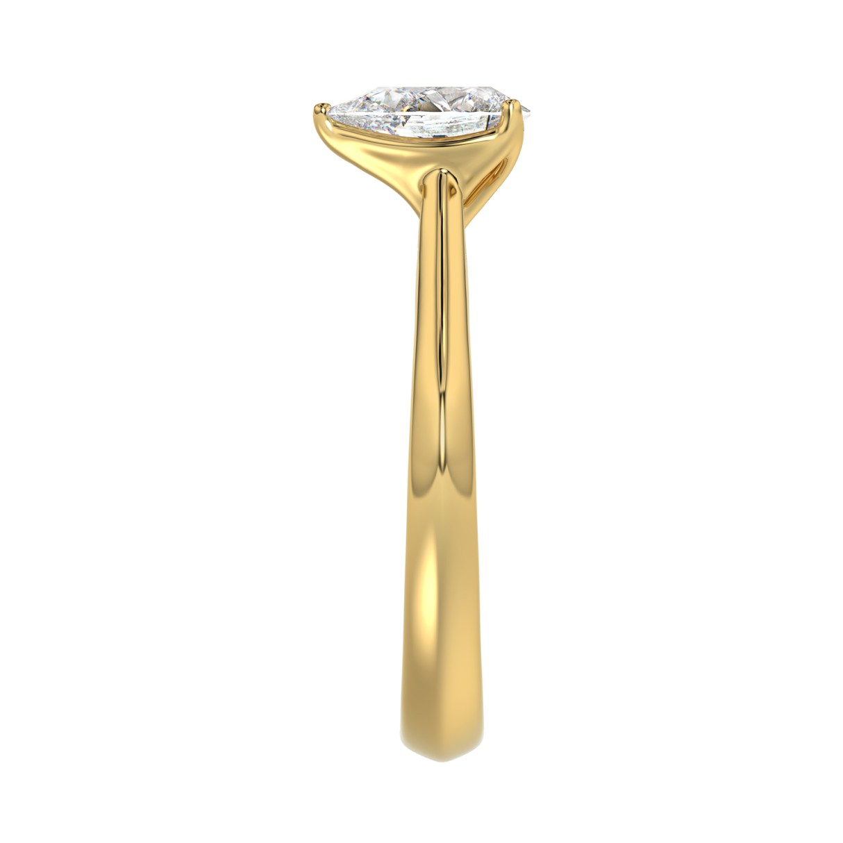 LADIES SOLITAIRE RING 1CT PEAR DIAMOND 14K YELLOW GOLD