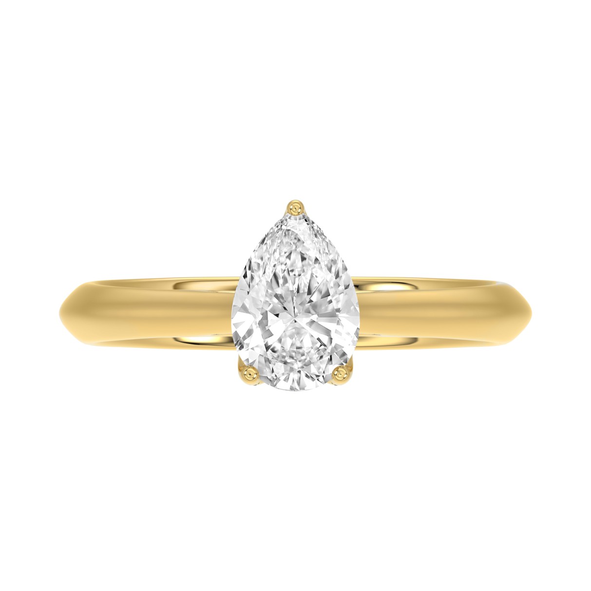 LADIES SOLITAIRE RING 1CT PEAR DIAMOND 14K YELLOW GOLD