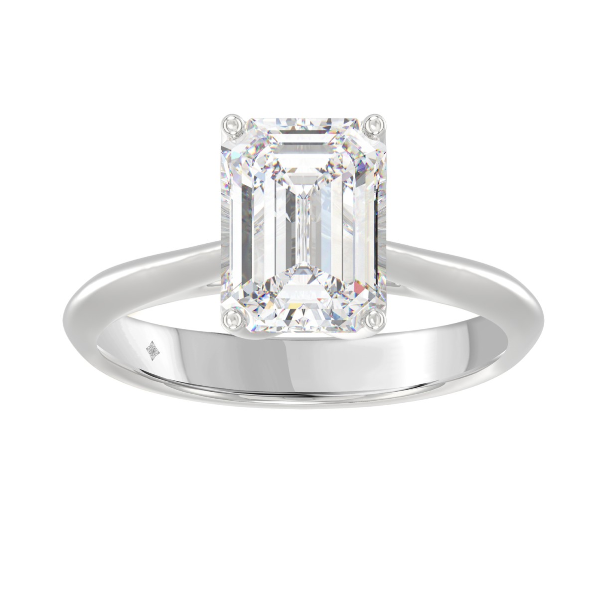 LADIES SOLITAIRE RING 3CT EMERALD DIAMOND 14K WHIT...