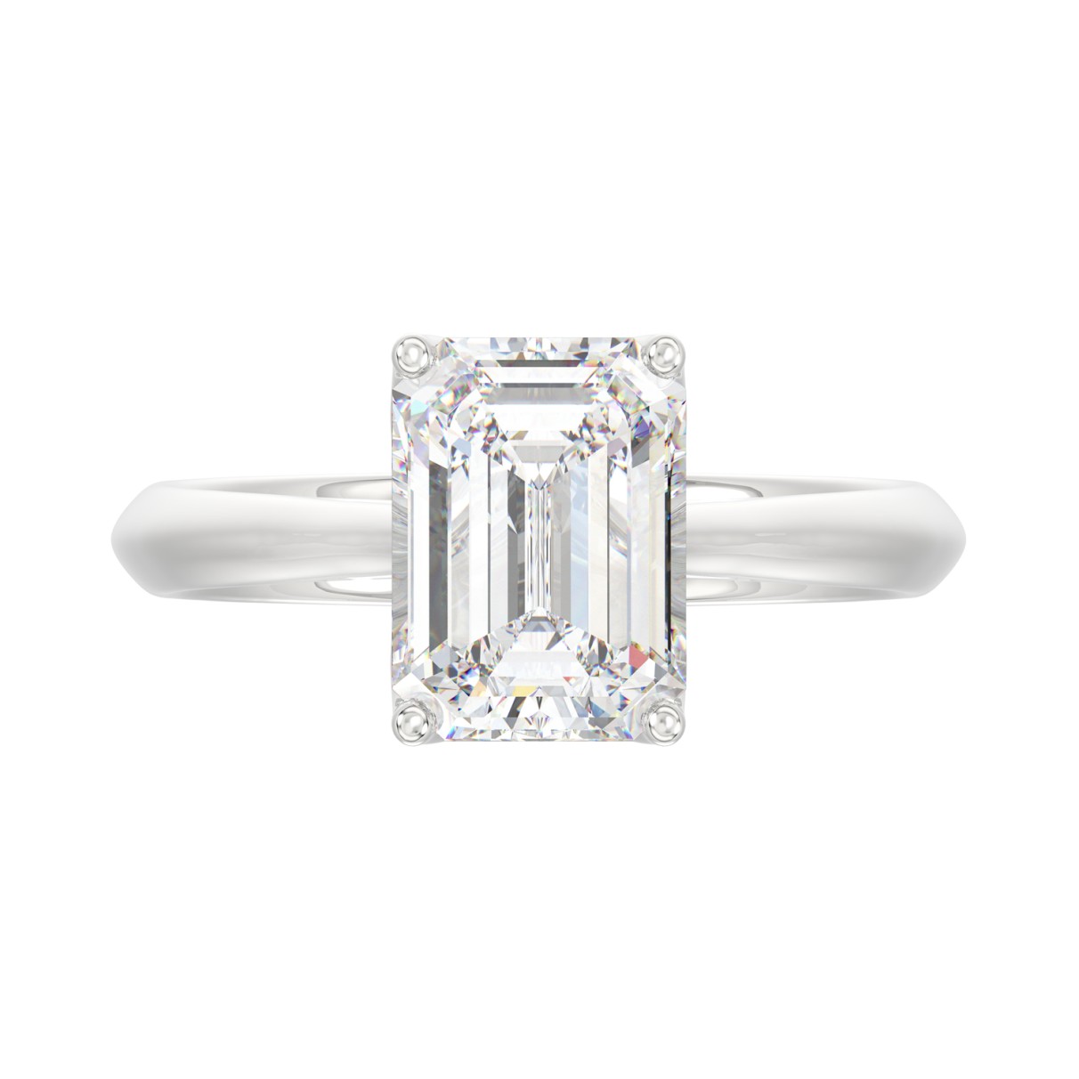 LADIES SOLITAIRE RING 3CT EMERALD DIAMOND 14K WHITE GOLD (CENTER STONE EMERALD DIAMOND 3CT )