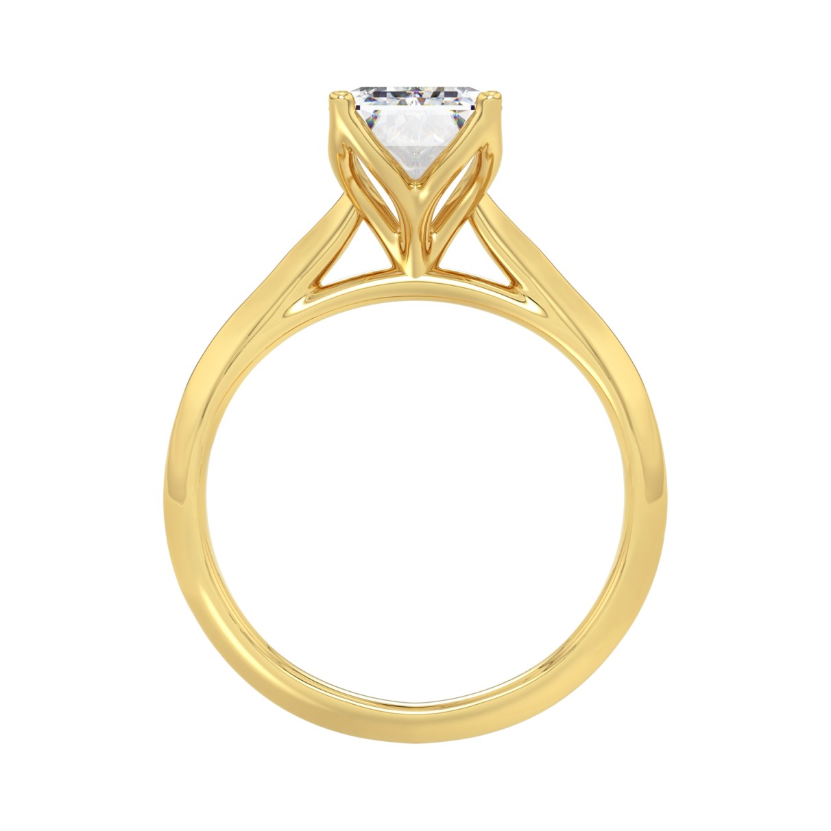 LADIES SOLITAIRE RING 3CT EMERALD DIAMOND 14K YELLOW GOLD (CENTER STONE EMERALD DIAMOND 3CT )