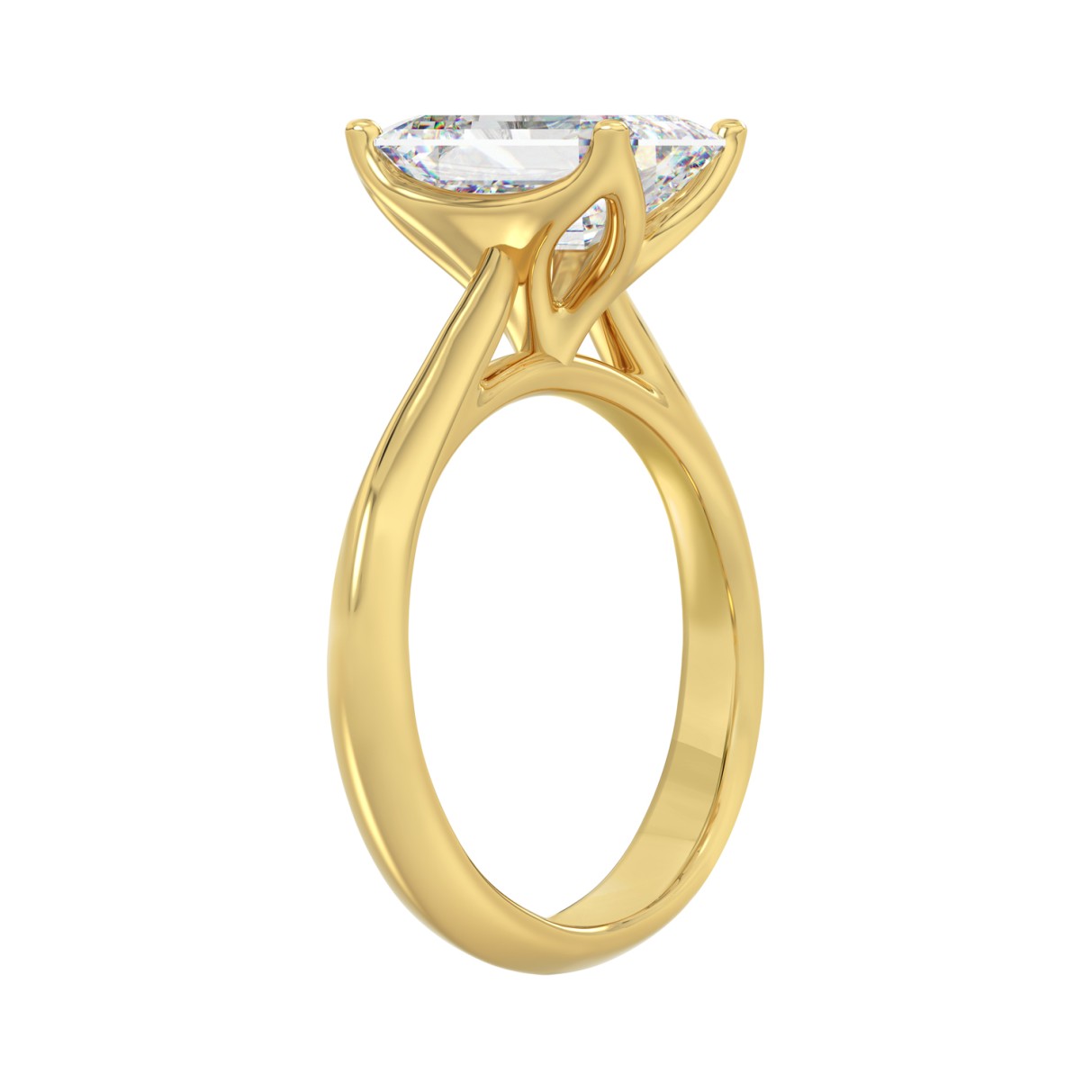 LADIES SOLITAIRE RING 3CT EMERALD DIAMOND 14K YELLOW GOLD (CENTER STONE EMERALD DIAMOND 3CT )