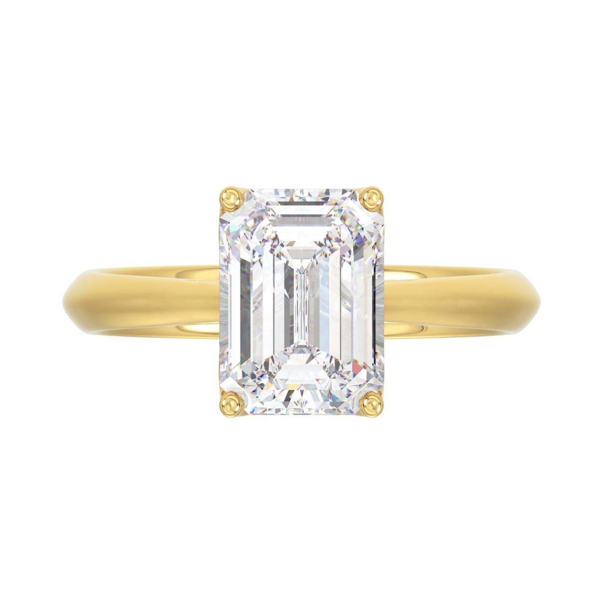 LADIES SOLITAIRE RING 3CT EMERALD DIAMOND 14K YELLOW GOLD (CENTER STONE EMERALD DIAMOND 3CT )