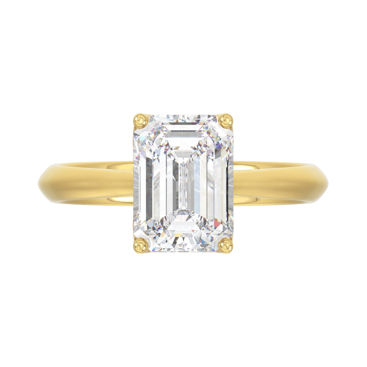 LADIES SOLITAIRE RING 3CT EMERALD DIAMOND 14K YELLOW GOLD (CENTER STONE EMERALD DIAMOND 3CT )