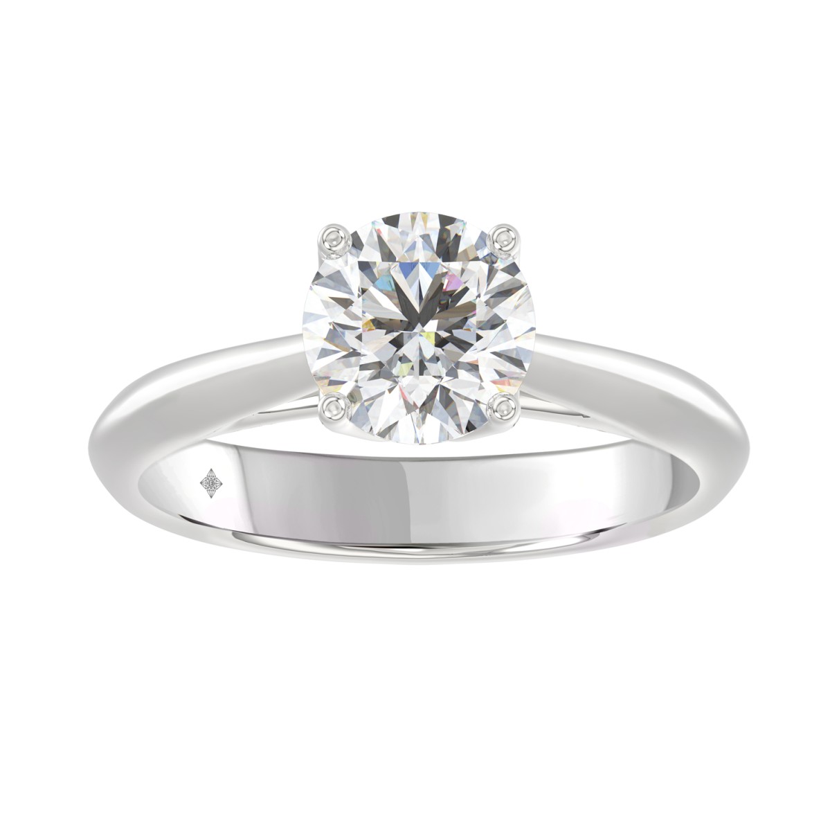 LADIES SOLITAIRE RING 1 1/2CT ROUND DIAMOND 14K WHITE GOLD