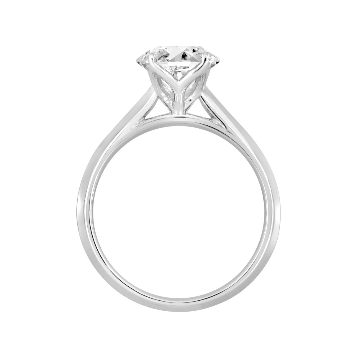 LADIES SOLITAIRE RING 1 1/2CT ROUND DIAMOND 14K WHITE GOLD