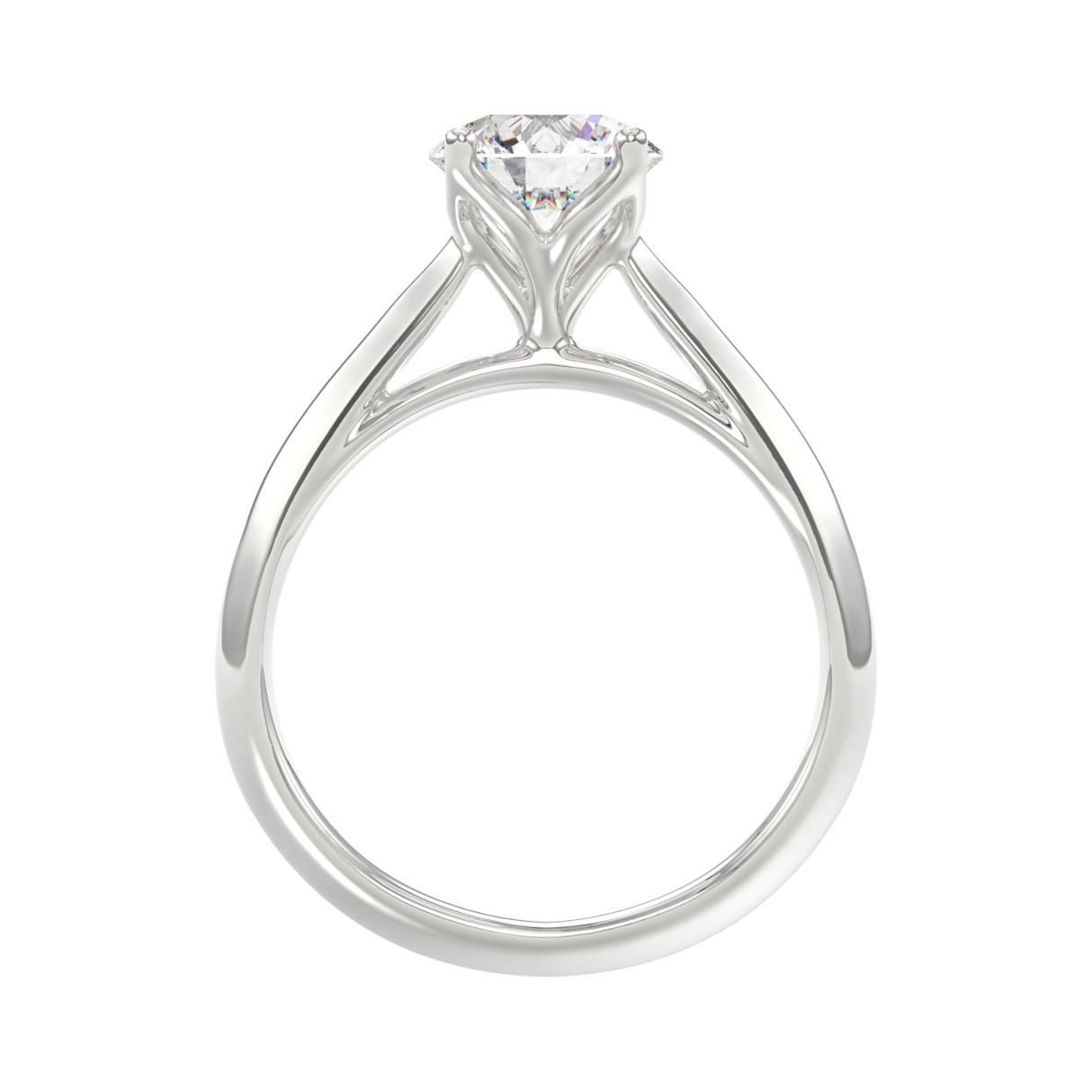 LADIES SOLITAIRE RING 1 1/2CT ROUND DIAMOND 14K WHITE GOLD