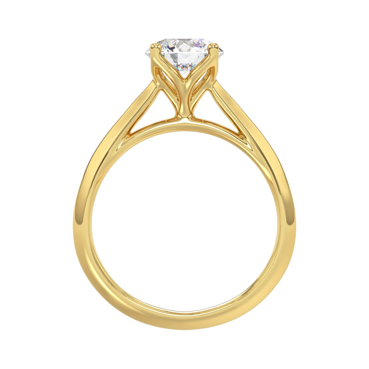 LADIES SOLITAIRE RING 1 1/2CT ROUND DIAMOND 14K YELLOW GOLD