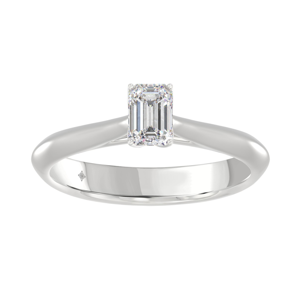 LADIES SOLITAIRE RING 1/2CT EMERALD DIAMOND 14K WH...