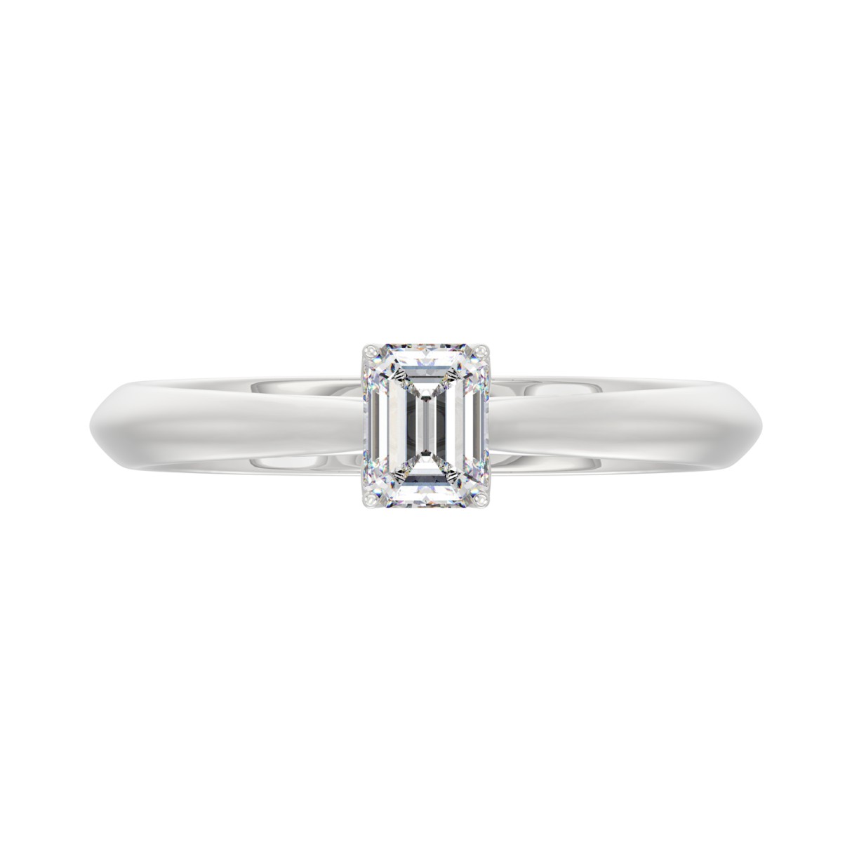 LADIES SOLITAIRE RING 1/2CT EMERALD DIAMOND 14K WHITE GOLD