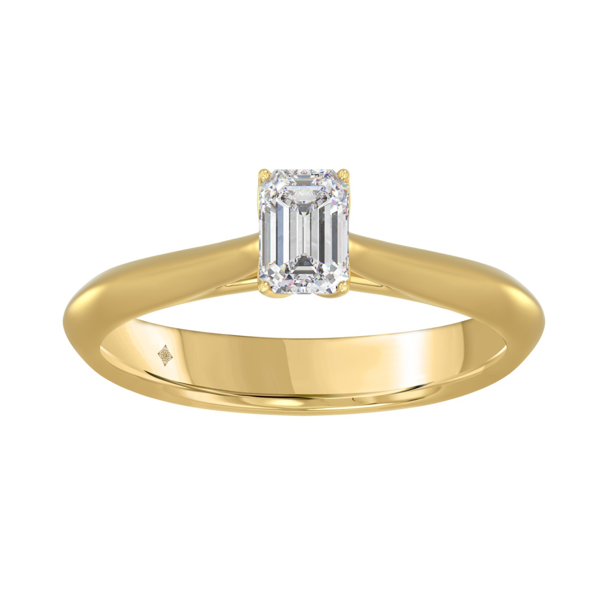 LADIES SOLITAIRE RING 1/2CT EMERALD DIAMOND 14K YE...