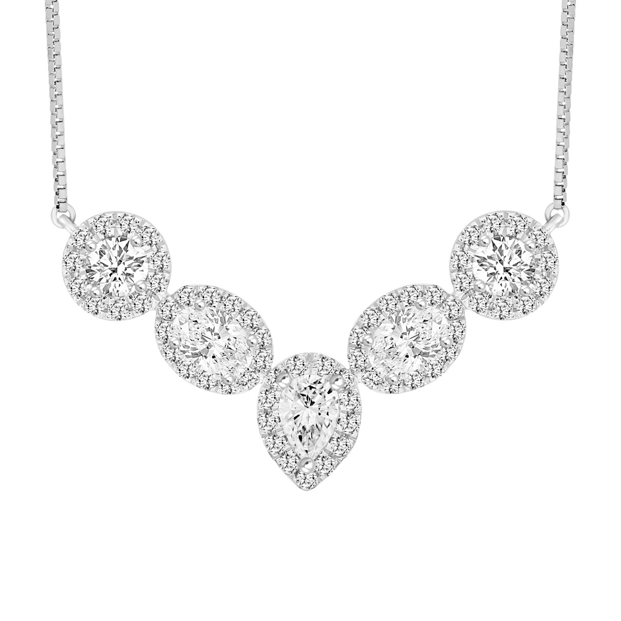 LADIES NECKLACE 2 1/2CT ROUND/PEAR/OVAL DIAMOND 14...