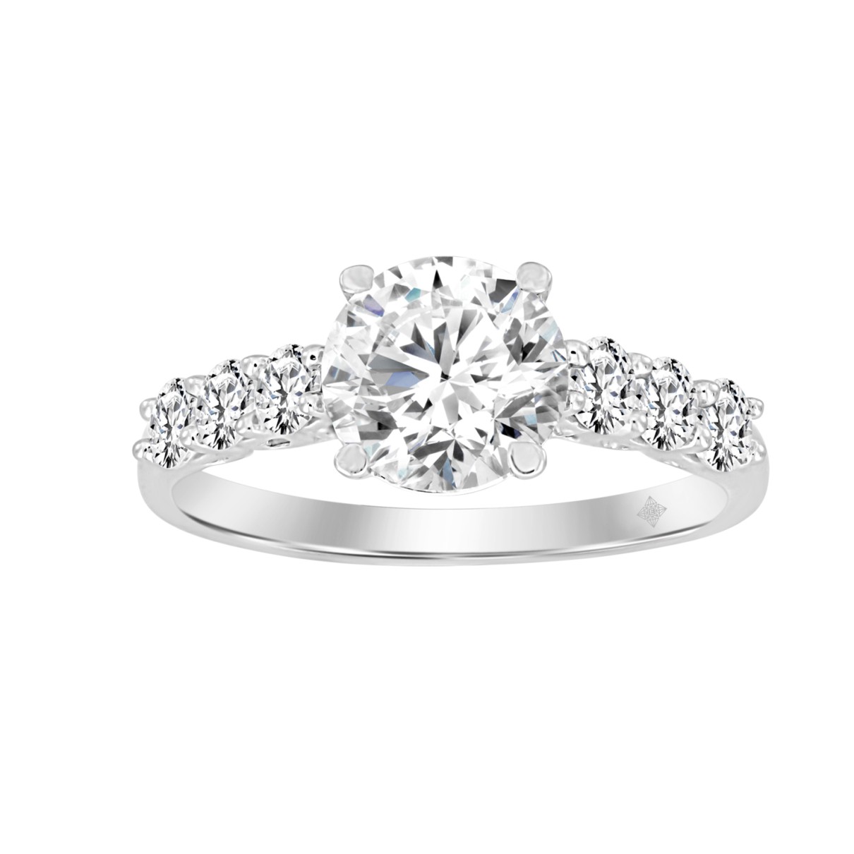 LADIES RING 2CT ROUND DIAMOND 14K WHITE GOLD (CENT...