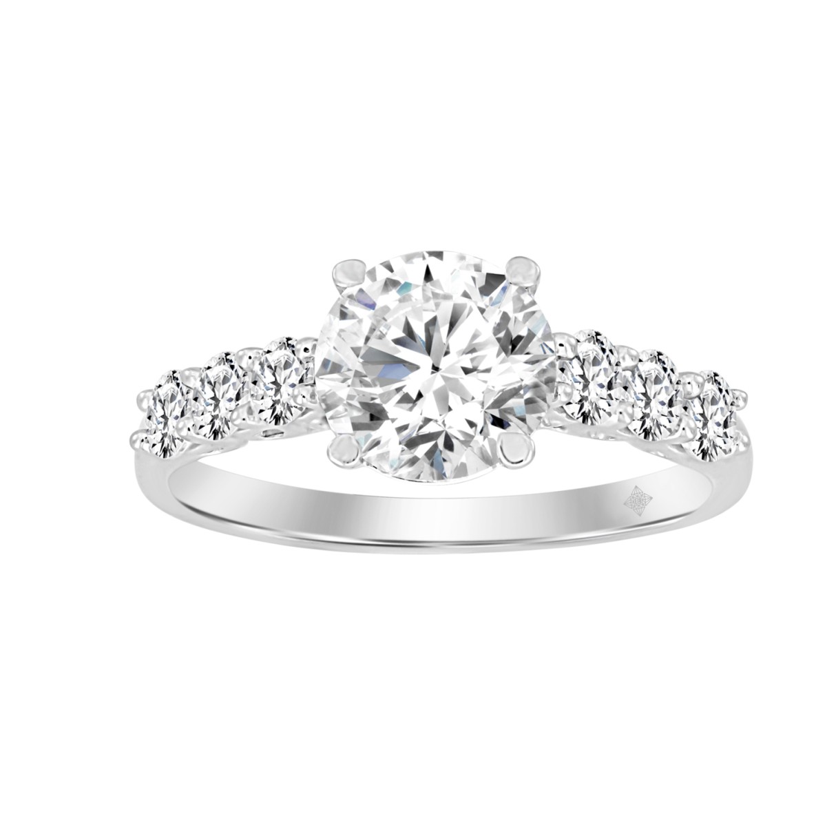 LADIES RING 2CT ROUND DIAMOND 14K WHITE GOLD (CENTER STONE ROUND DIAMOND 1 1/2CT )