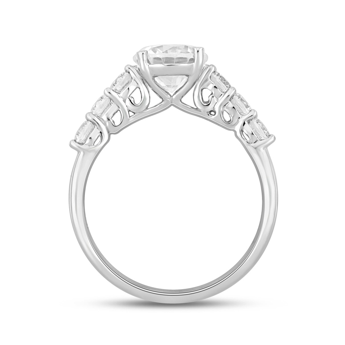 LADIES RING 2CT ROUND DIAMOND 14K WHITE GOLD (CENTER STONE ROUND DIAMOND 1 1/2CT )