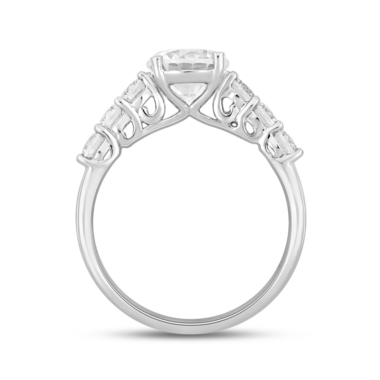 LADIES RING 2CT ROUND DIAMOND 14K WHITE GOLD (CENTER STONE ROUND DIAMOND 1 1/2CT )