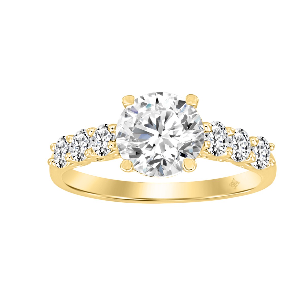 LADIES RING 2CT ROUND DIAMOND 14K YELLOW GOLD (CEN...