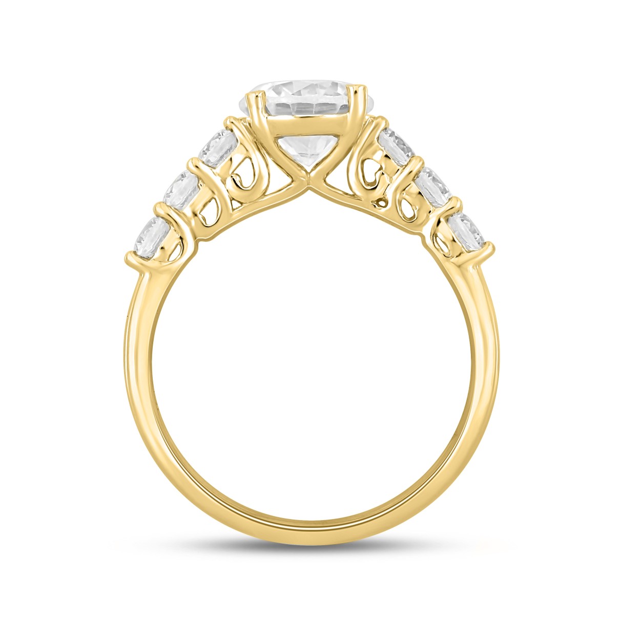 LADIES RING 2CT ROUND DIAMOND 14K YELLOW GOLD (CENTER STONE ROUND DIAMOND 1 1/2CT )