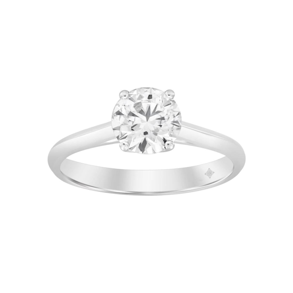 LADIES SOLITAIRE RING 1/2CT ROUND DIAMOND 14K WHIT...