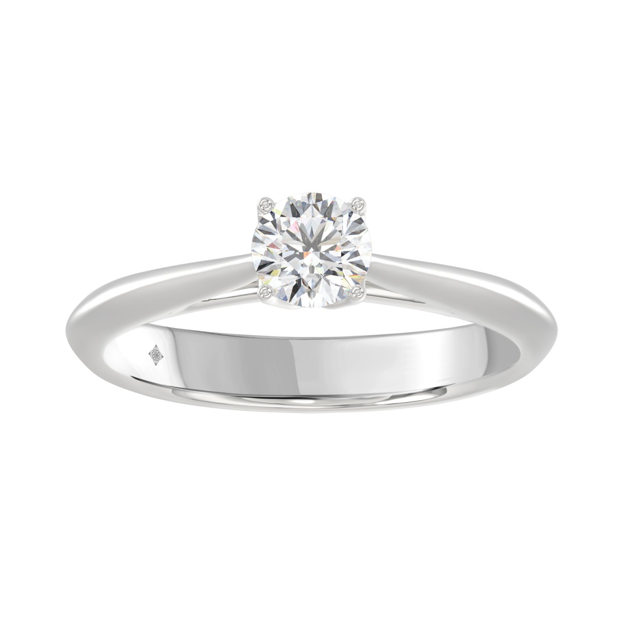 LADIES SOLITAIRE RING 1/2CT ROUND DIAMOND 14K WHIT...