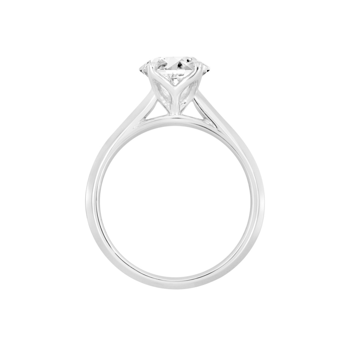 LADIES SOLITAIRE RING 1/2CT ROUND DIAMOND 14K WHITE GOLD