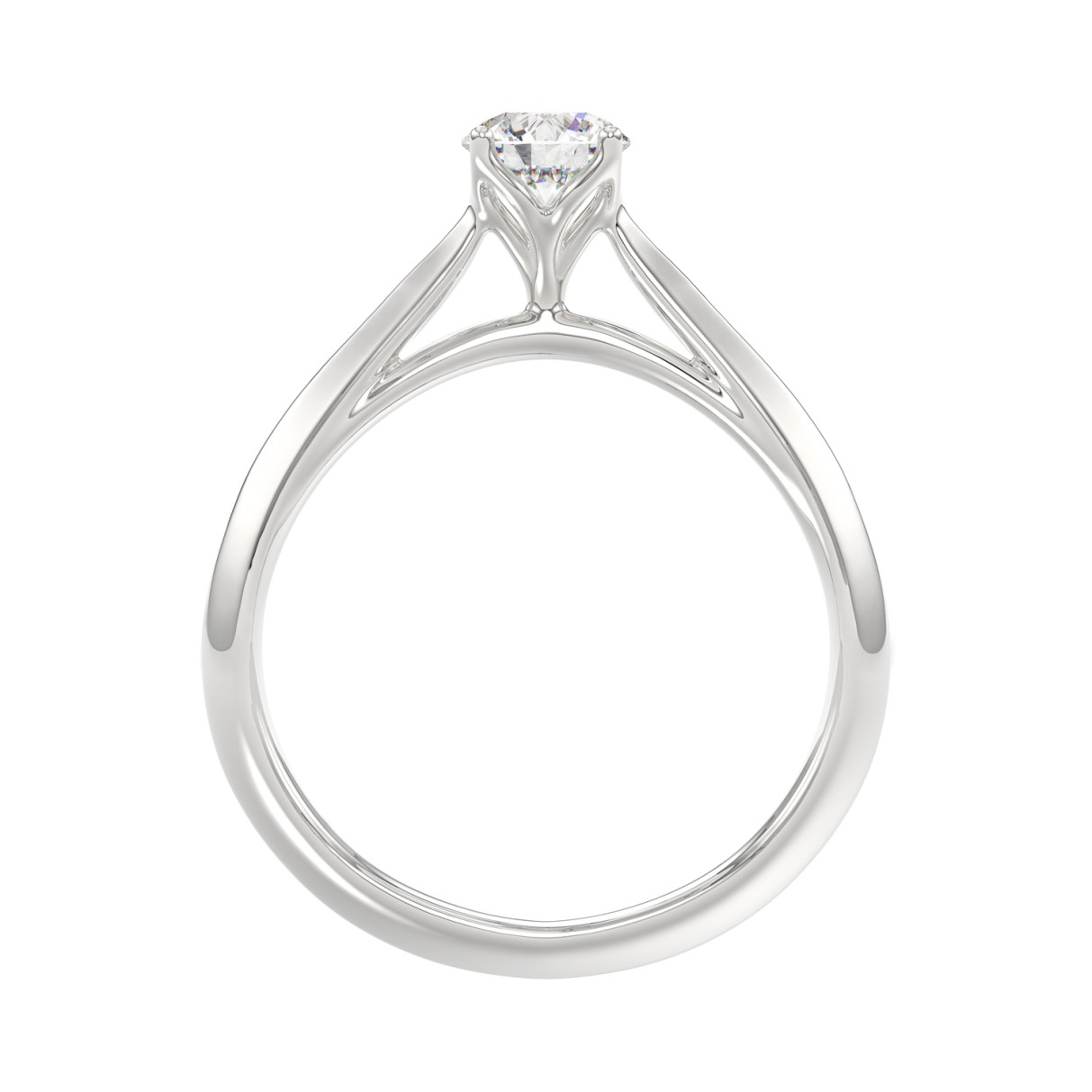 LADIES SOLITAIRE RING 1/2CT ROUND DIAMOND 14K WHITE GOLD