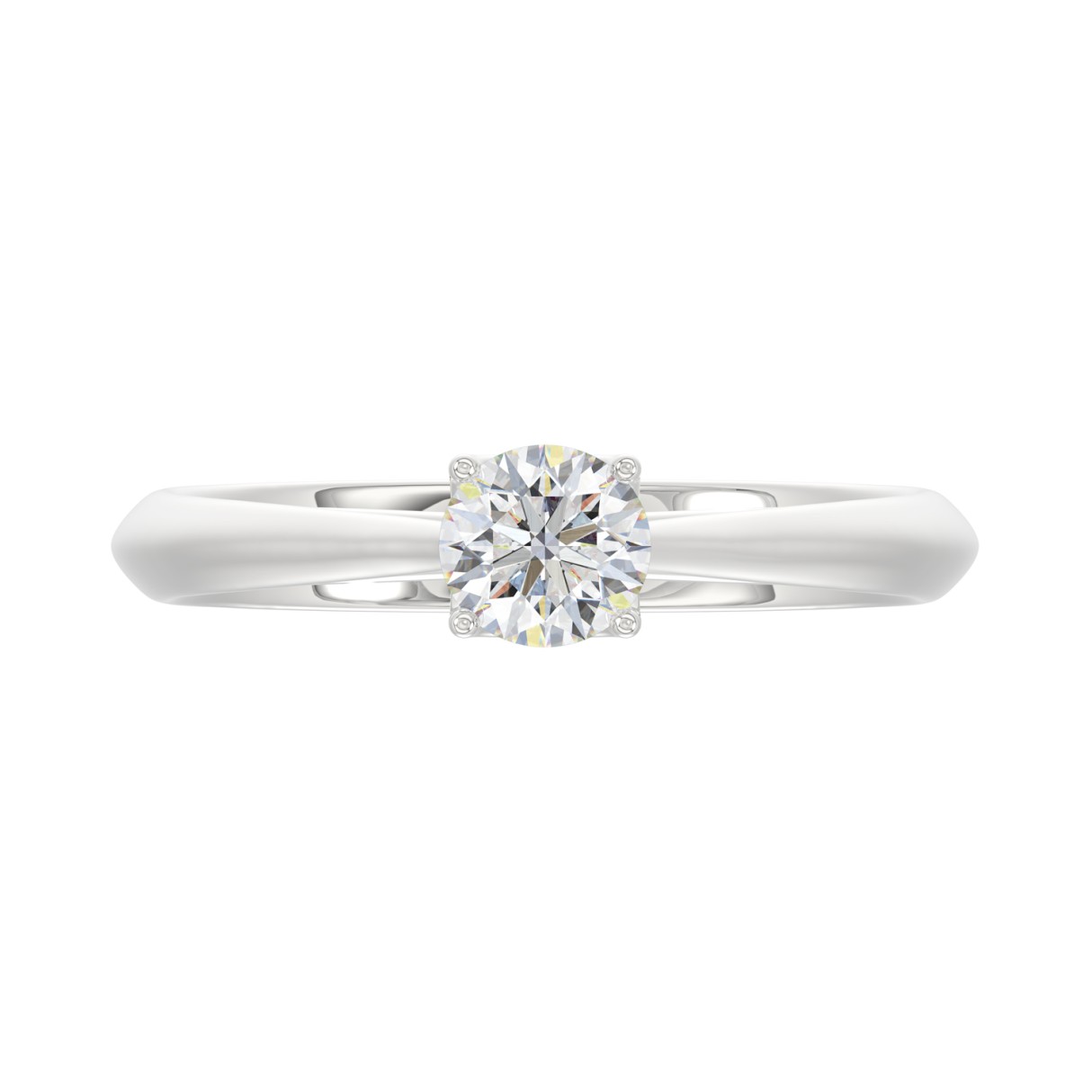 LADIES SOLITAIRE RING 1/2CT ROUND DIAMOND 14K WHITE GOLD