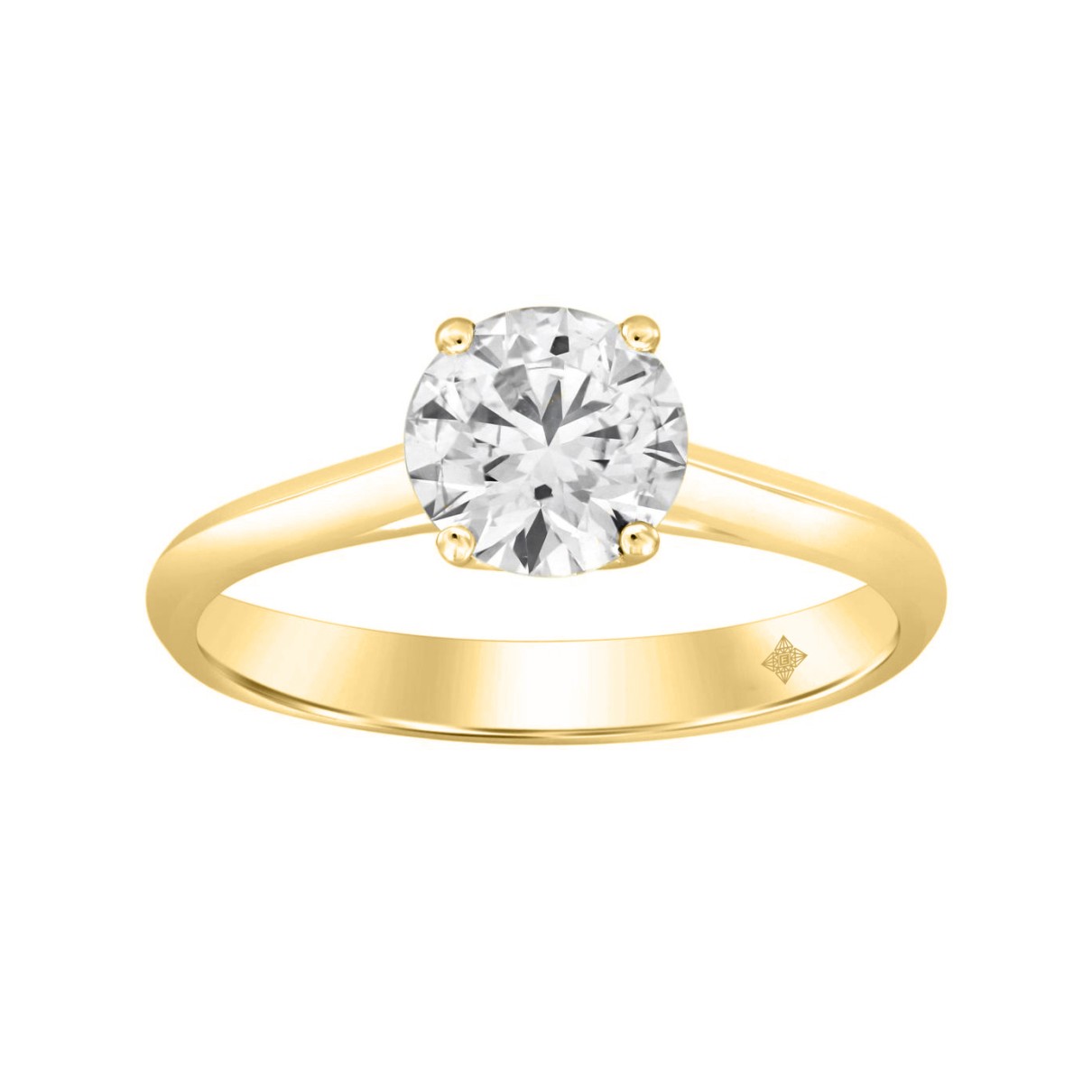 LADIES SOLITAIRE RING 1/2CT ROUND DIAMOND 14K YELL...