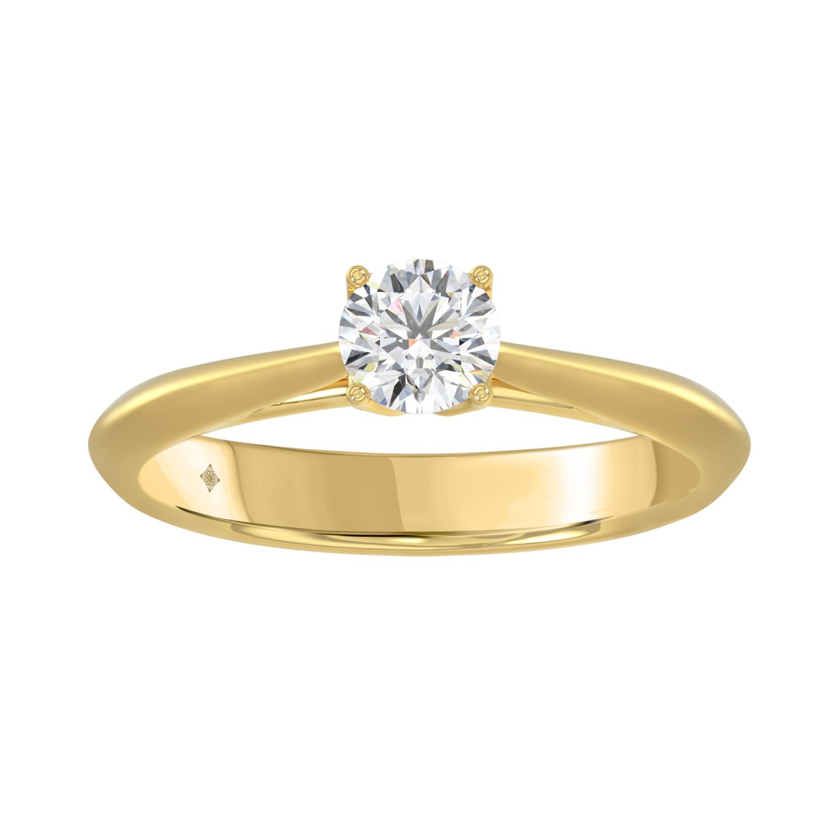 LADIES SOLITAIRE RING 1/2CT ROUND DIAMOND 14K YELL...