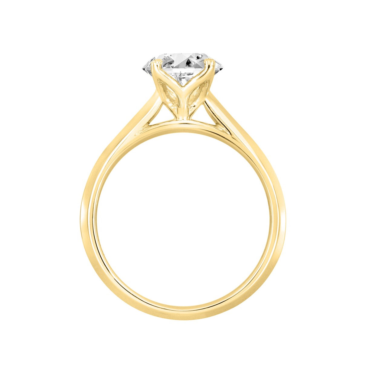 LADIES SOLITAIRE RING 1/2CT ROUND DIAMOND 14K YELLOW GOLD