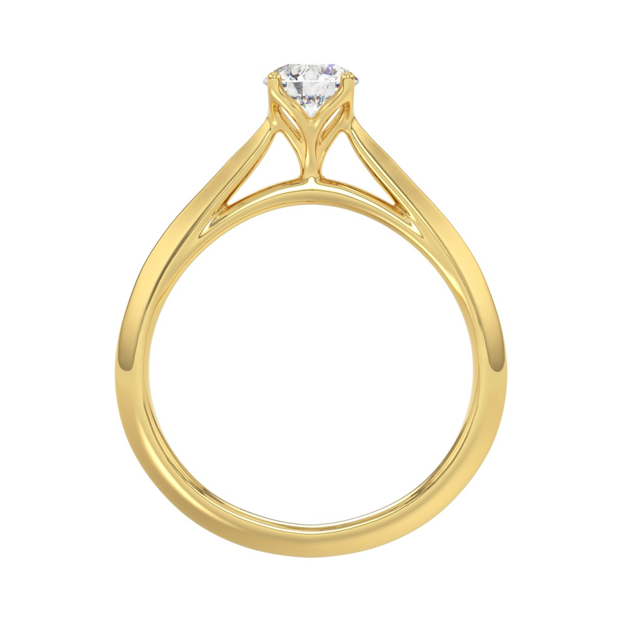 LADIES SOLITAIRE RING 1/2CT ROUND DIAMOND 14K YELLOW GOLD