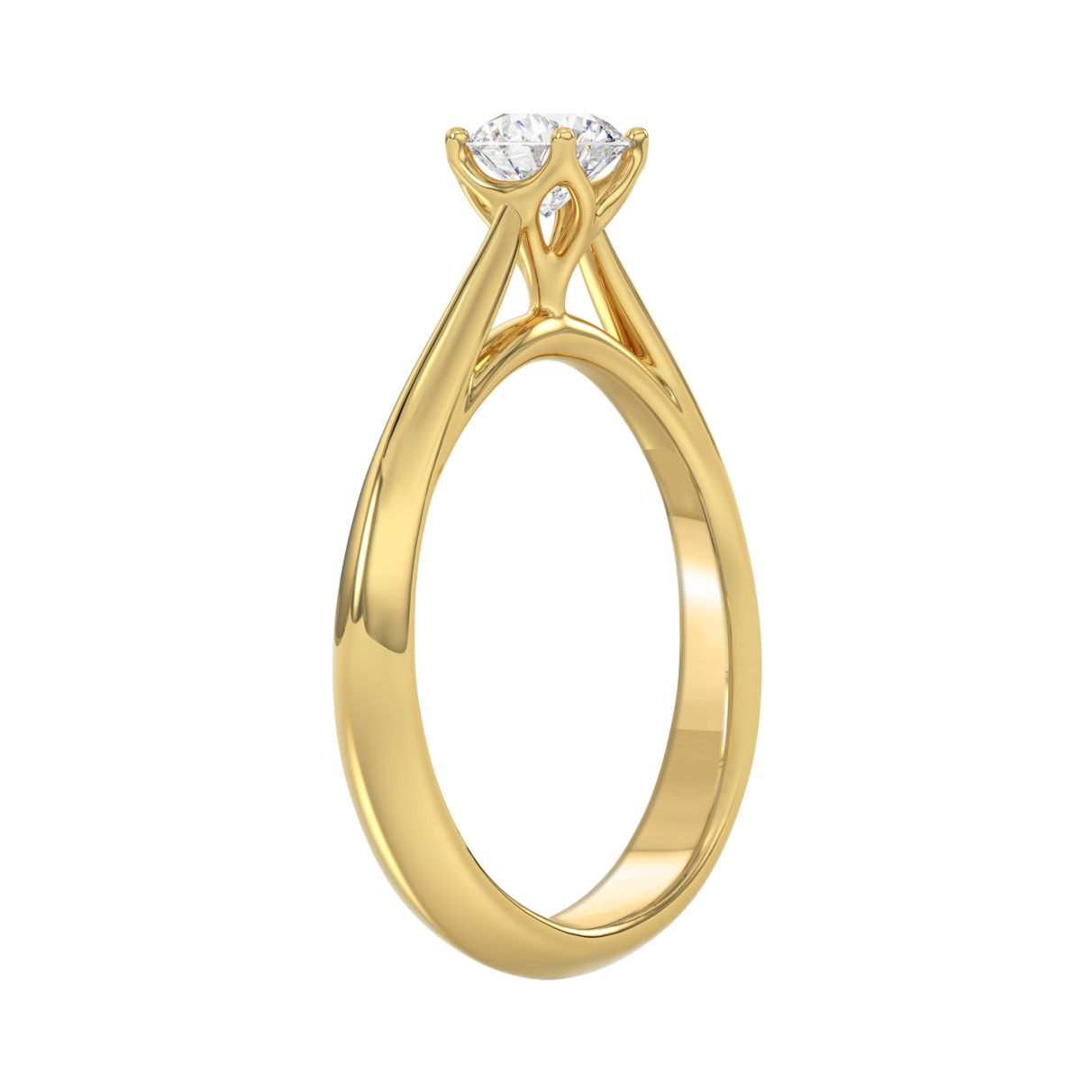 LADIES SOLITAIRE RING 1/2CT ROUND DIAMOND 14K YELLOW GOLD