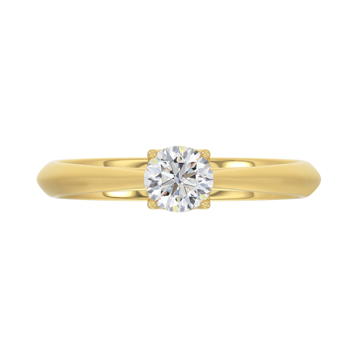 LADIES SOLITAIRE RING 1/2CT ROUND DIAMOND 14K YELLOW GOLD