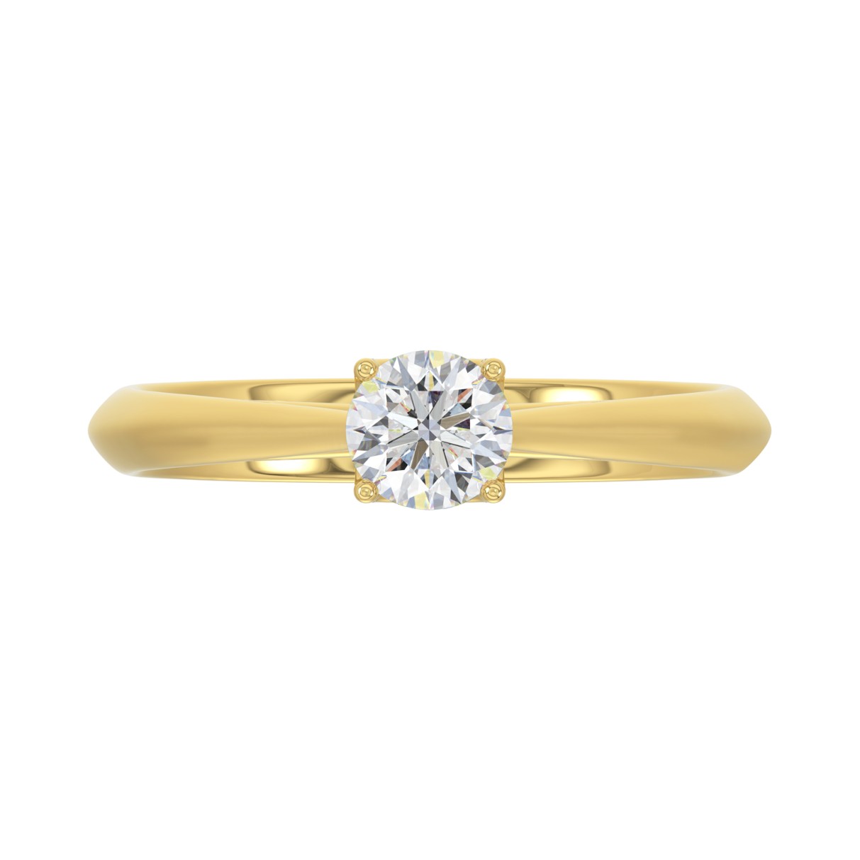 LADIES SOLITAIRE RING 1/2CT ROUND DIAMOND 14K YELLOW GOLD